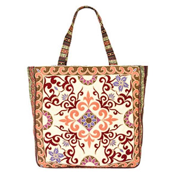 Tapestry Woven Canvas Tote Bag Beige - Picture 1 of 3